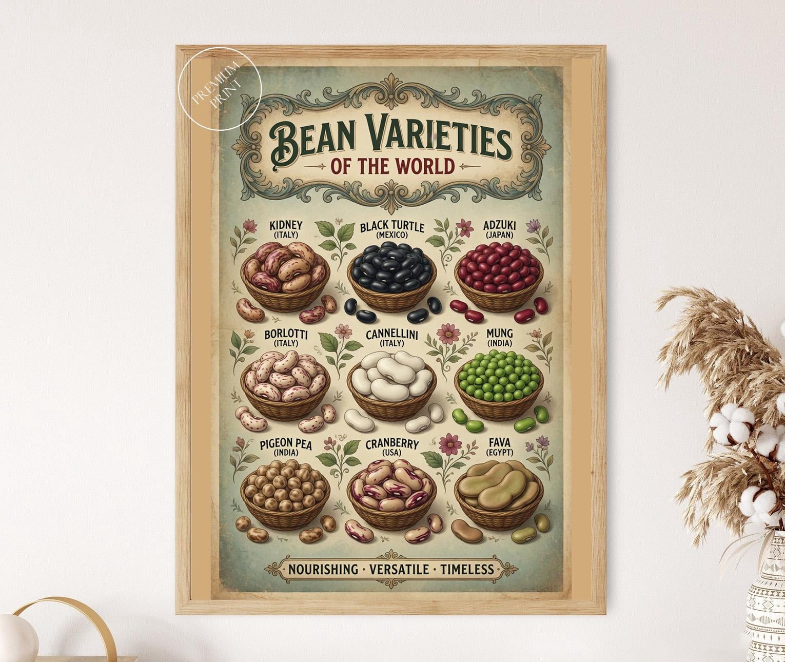 Bean Varieties Of The World Poster, Global Beans Identification Guide ...
