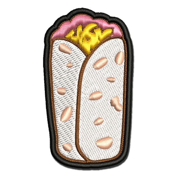Bean and Cheese Burrito Applique Multi-Color Embroidered Hook & Loop Patch - 3 Inch Medium