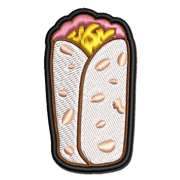 Bean and Cheese Burrito Applique Multi-Color Embroidered Iron-On Patch - 2.0 Inch Mini