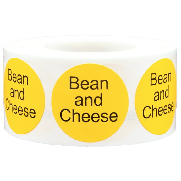 Bean and Cheese Deli Grocery Store Food Yellow Labels | 1" inch Round - 500 Pack