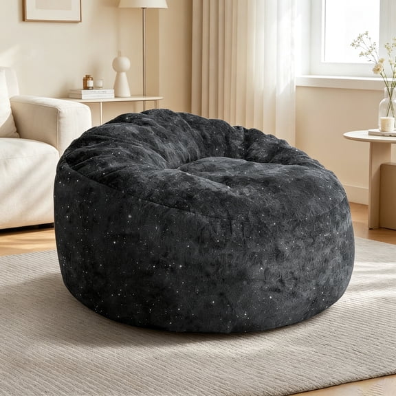 Bean bag chair for adults, oversized foamy snow nail fabric lazy sofa with high density sponge filling, full body support lounge chair, living room, bedroom (black)