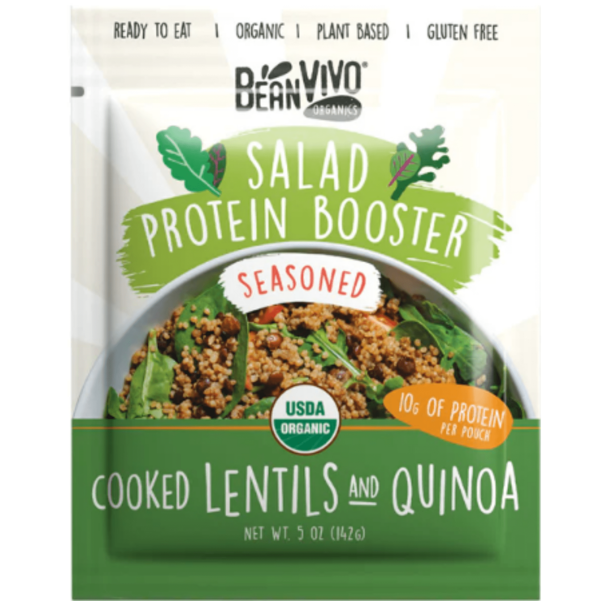 BeanVIVO Organic Salad Protein Booster, Cooked Quinoa & Lentils, Seasoned, 5 oz