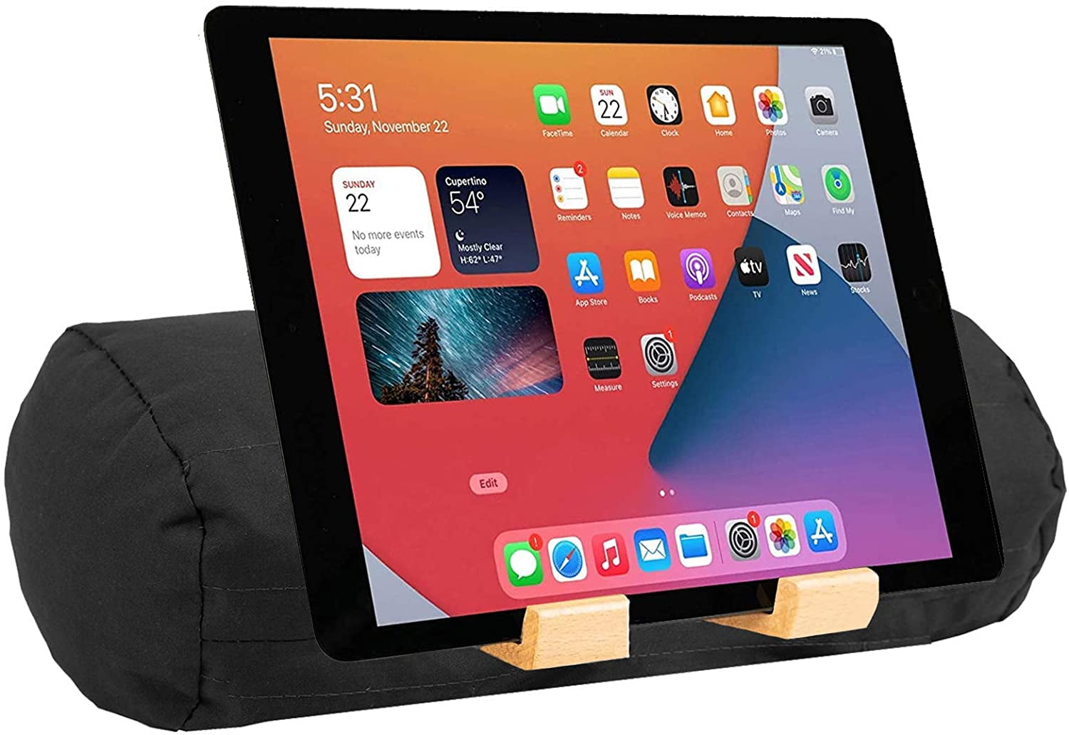 Beanbag Bed/Couch Pillow Stand for All Tablets & Phones (Black)