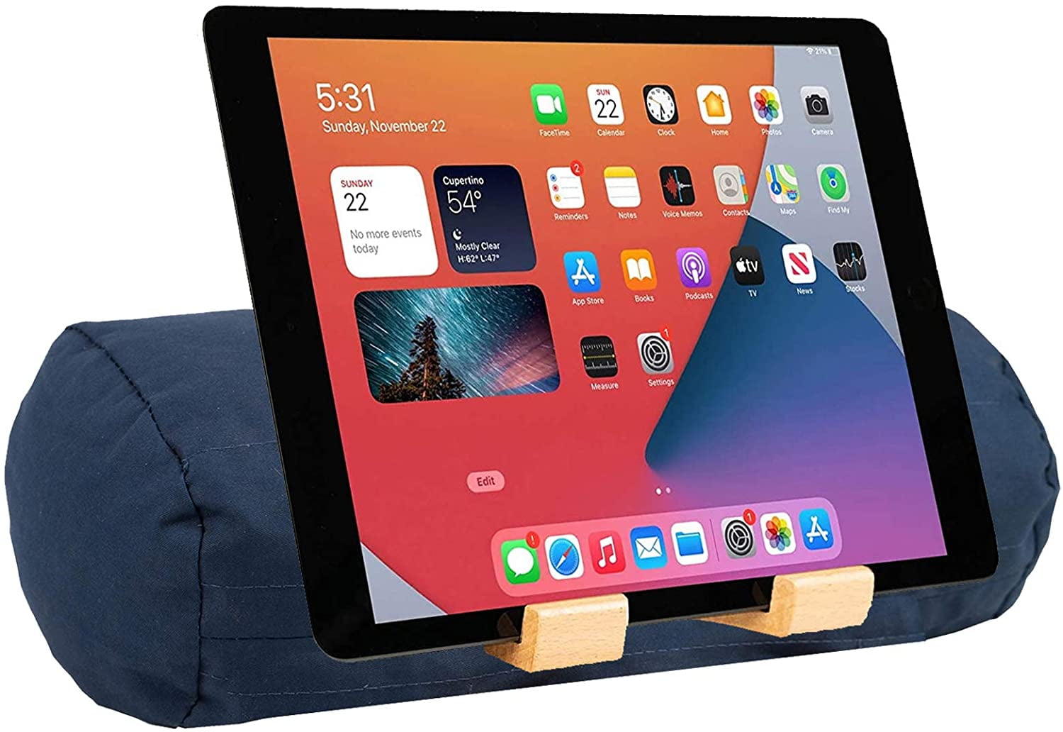 Beanbag Bed/Couch Pillow Stand for All Tablets & Phones (Navy Blue)