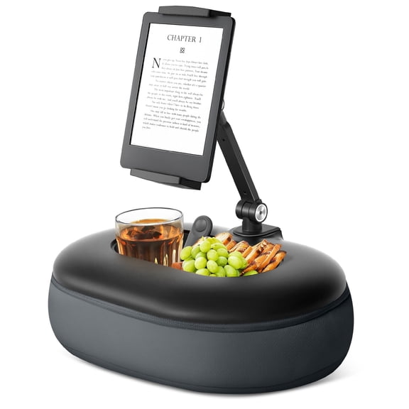 Generic Brands Beanbag Pillow Tablet Stand with Snack Bowl and Detachable Base, Gray