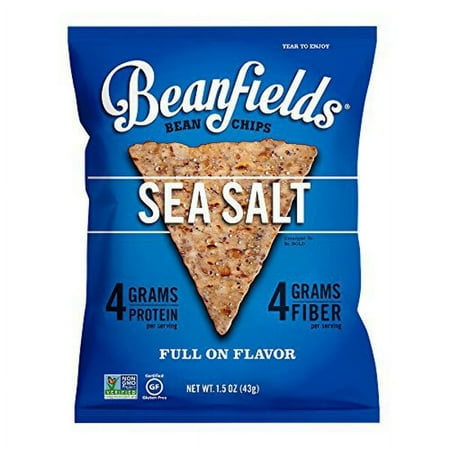 Beanfields Bean Chips, High Protein and Fiber, Gluten Free, Vegan Snack, Sea Salt, 1.5 Ounce (Pack of 24)