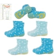 thumbnail image 1 of Beaniara 4 Pairs Anti Slip Silicon Grip Socks, 3 Sizes For 1-7 Years Baby, Toddler, Kid (Aqua, L), 1 of 7