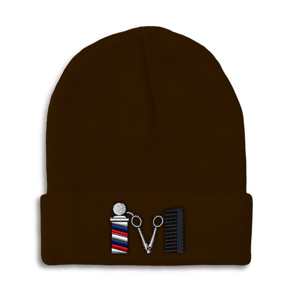 Beanie Barber Logo Embroidery, One Size, Brown