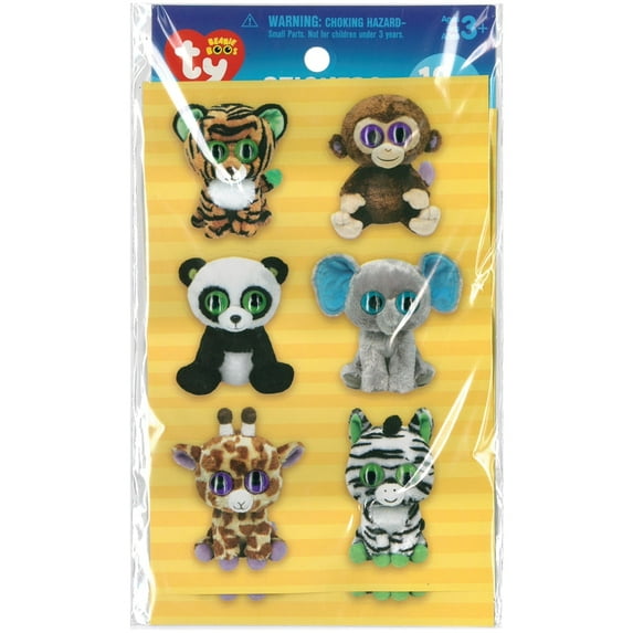 Beanie Boos Stickers 12/Pkg-Jungle, Pk 3, Darice