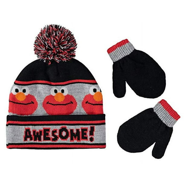 ニットキャップ・ビーニー ReinSein meommeo-i big beanie hat 4BNY236 Beanie Cap - Sesame Street - Elmo - Gray/Black New 403888
