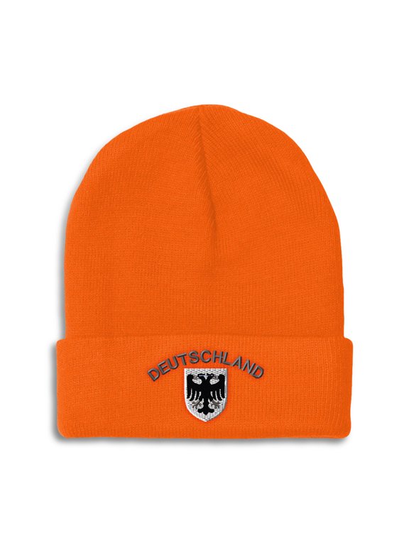 Beanie Deutschland Black German Eagle Germany, One Size, Orange