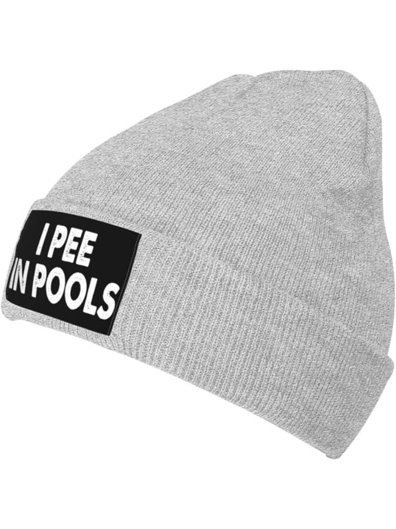 Beanie,Funny Gift I Pee in Pool Beanie Hat Black Men Women Skull Cap Stretchy Cap Beanie Chemo Hat Knit Hats Black