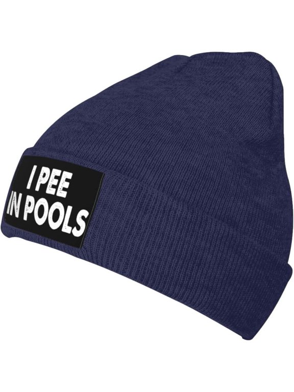 Beanie,Funny Gift I Pee in Pool Beanie Hat Black Men Women Skull Cap Stretchy Cap Beanie Chemo Hat Knit Hats Black