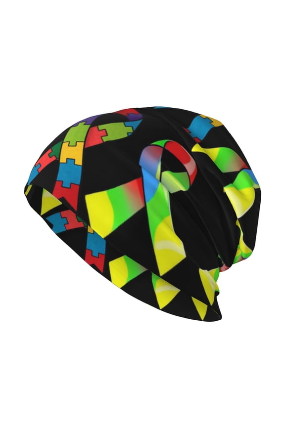 Beanie Hat Autism Awareness Month Hip-Hop Warm Skull Caps Unisex Baggy Beanie For Women