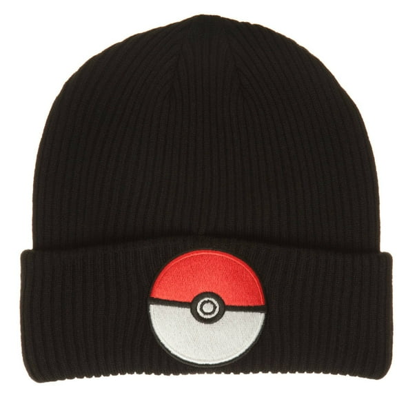 Beanie Hat Bioworld Pokemon PokeBall Black Cuff Winter Cap