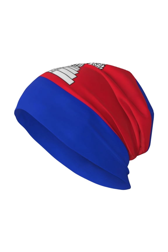 Beanie Hat Cambodian Flag Hip-Hop Warm Skull Caps Unisex Baggy Beanie For Women