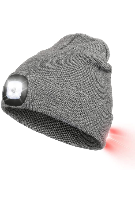 Beanie Hat With Front And Back Led Light, Usb Rechargeable Headlamp With 3 Brightness Levels, Knitted Beanie Hat With Light For Jogging, Camping, Cycling