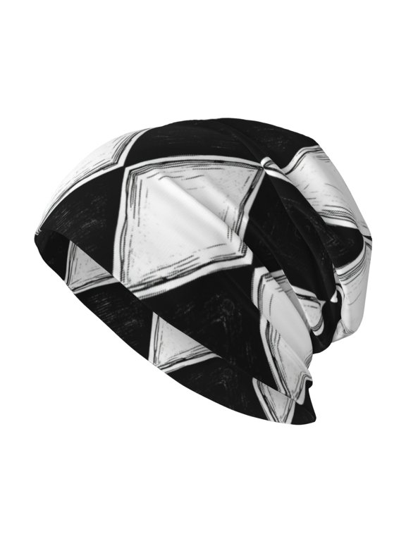 Beanie Hat Harlequin Pattern Black And White Hip-Hop Warm Skull Caps Unisex Baggy Beanie For Women