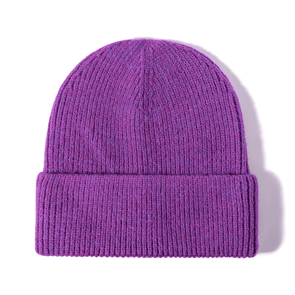 Beanie Hat, Knit Beanie Hat for Women Winter Hat for Adults, Cozy Ski Hat Cuffed Plain Hat, Gift for Men Husband, One Size, Purple
