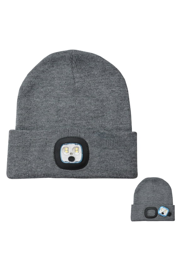 Beanie Hat with LED USB Rechargeable Light-DIDADI Cap with Headlamp for Outdoor Camping Hiking Knitted Winter Warm Hats with Adjustable Brightness Bright Head Lamps Gift for Men Husband(Black)