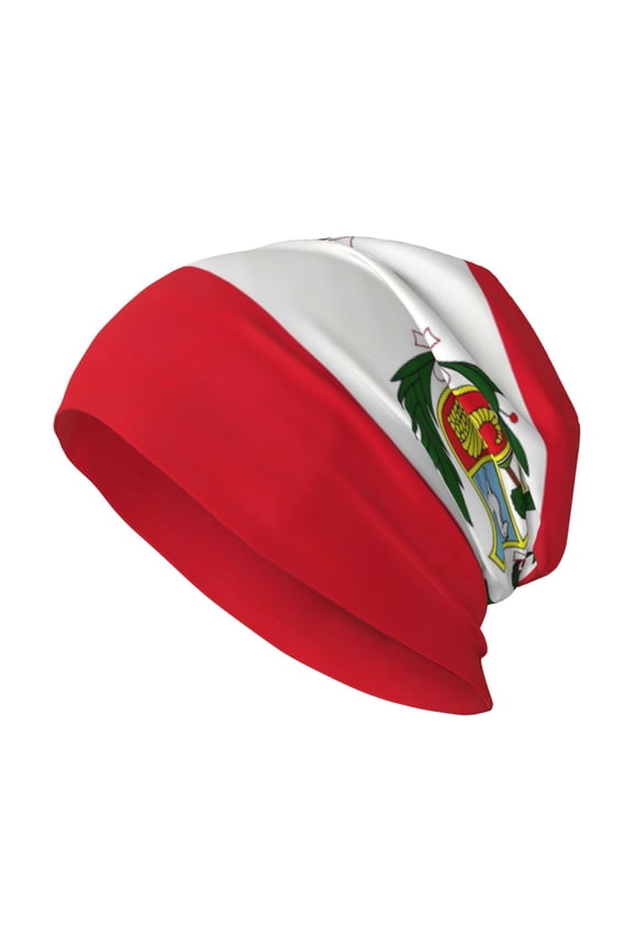 Beanie Hat Peru Flag Hip-Hop Warm Skull Caps Unisex Baggy Beanie For Women
