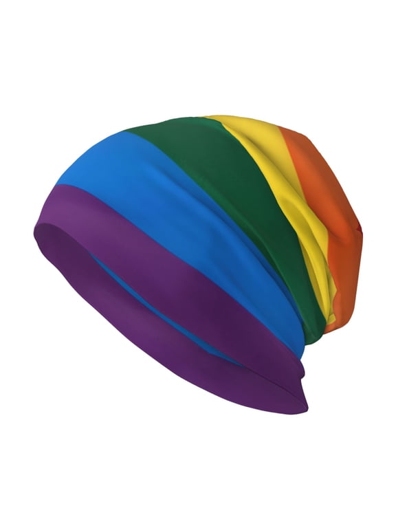 Beanie Hat Rainbow Pride Flag Hip-Hop Warm Skull Caps Unisex Baggy Beanie For Women