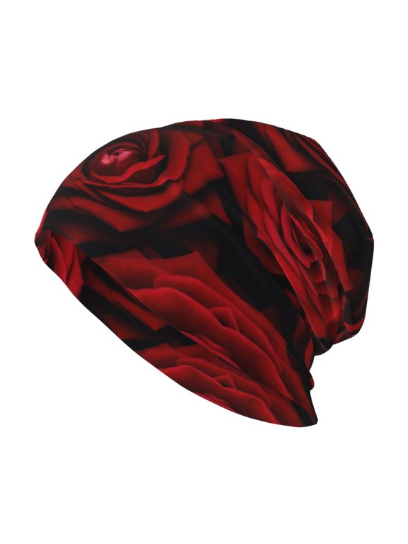 Beanie Hat Red Roses Hip-Hop Warm Skull Caps Unisex Baggy Beanie For Women