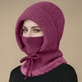 thumbnail image 1 of Beanie Hat with Scarf Hooded Scarf Ski Snow Hats 3 in 1 Beanie Hat Snow Caps Winter Scarf Set Beanie Hat for Women Skull Hats Warm Knitted Beanie Windproof Scarf Hat Knitted Ski Hat Hot Pink, 1 of 6