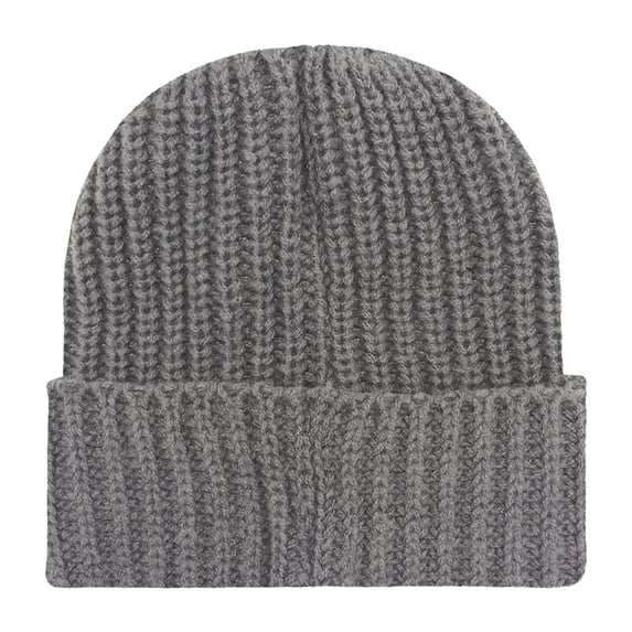 Beanie Hat Smooth Rib Knit with Wide Folded Cuff Close Vertical Ribbing ...