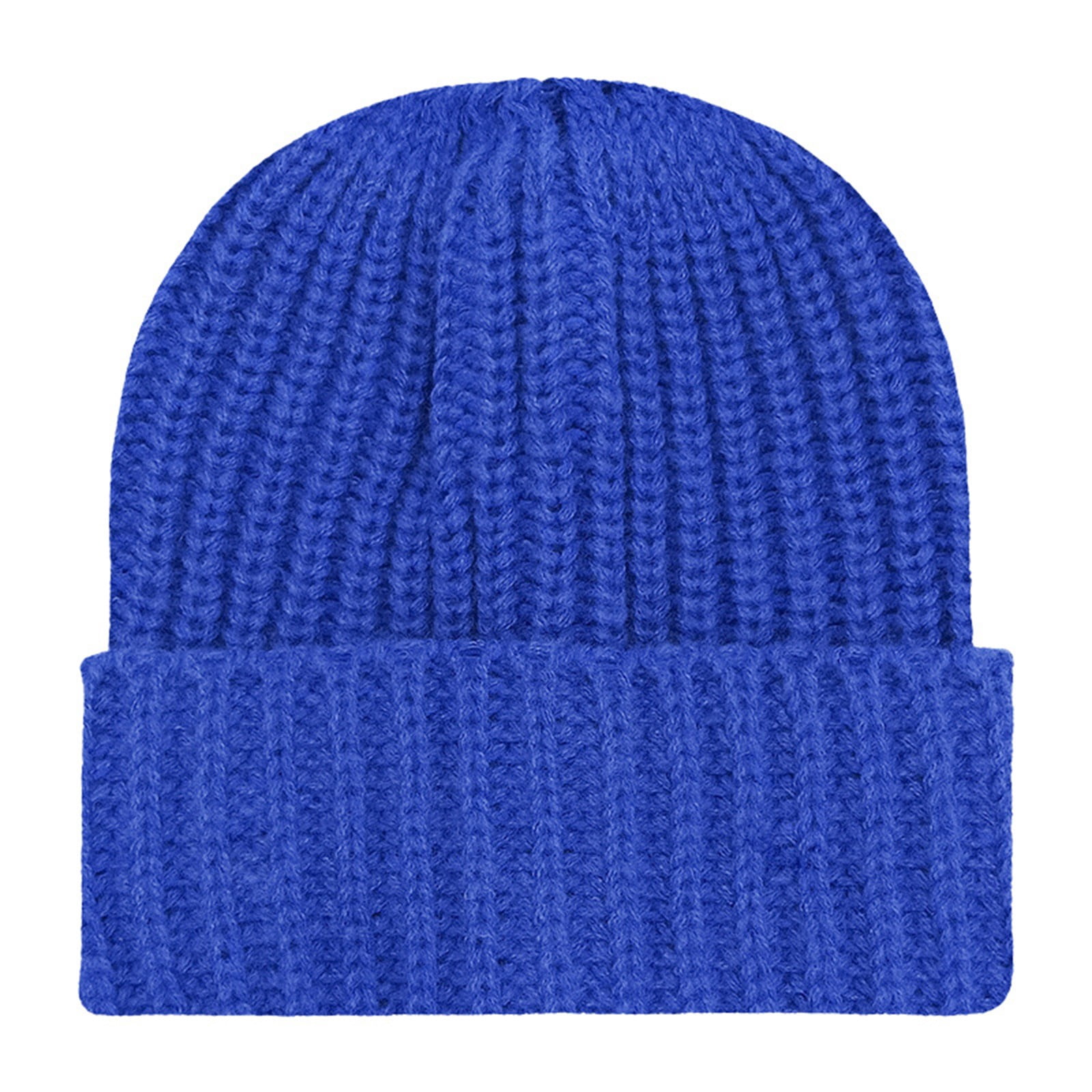 Beanie Hat Smooth Rib Knit with Wide Folded Cuff Close Vertical Ribbing ...