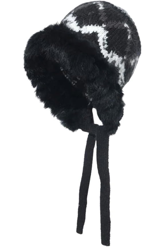 Beanie Hat Women Men Windproof Ear Flaps Crochet Trapper Cozy Fleece Lining Winter Wool Ski Snow Trendy Strap Knit Hat