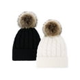 thumbnail image 1 of Beanie Hat Women's Winter Soft Fleece Lined Knit Pom Beanie, Lot 2_Black White, 1 of 4