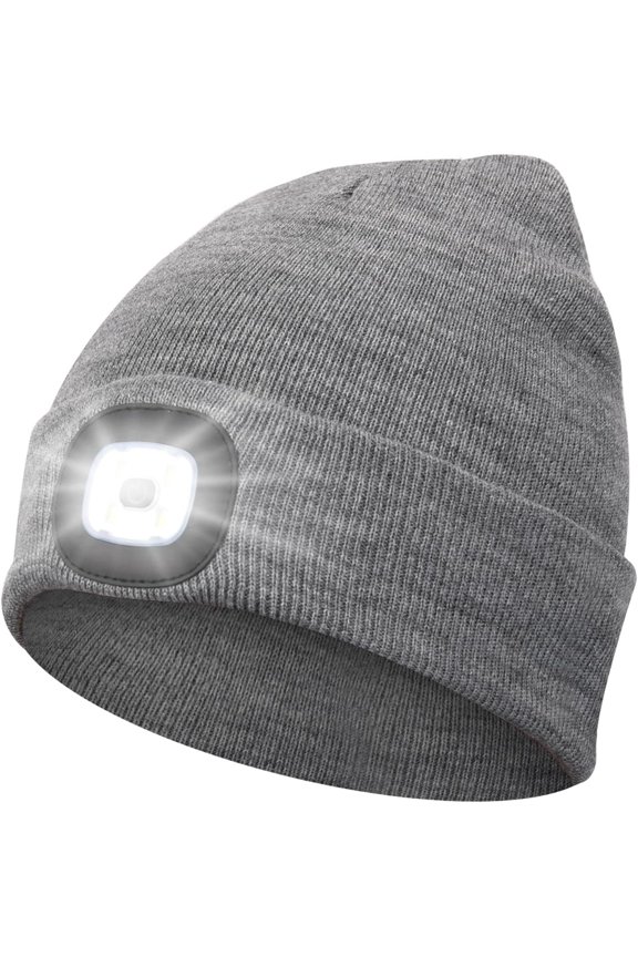 Beanie Hat with Light Winter Knit Lighted Headlight Hats USB Rechargeable