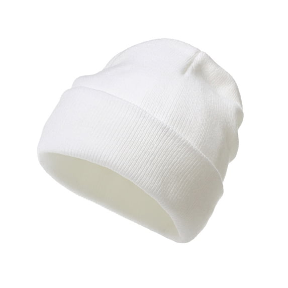 Beanie Hats, CQXIDFH Unisex Solid Knitted Hedging Hat, Warm Casual Pullover Cap, Breathable Outdoor Winter Headwear for Adults, Beret Hat (White, One Size)
