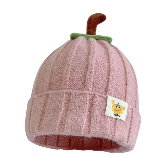 Beanie Hats Cute Pumpkin Knit Beanie Cap, Winter Warm Beanies Hat, Orange Pumpkin Knitted Hat for Boy Girl under $10