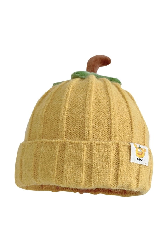 Beanie Hats Cute Pumpkin Knit Beanie Cap, Winter Warm Beanies Hat, Orange Pumpkin Knitted Hat for Boy Girl under $10