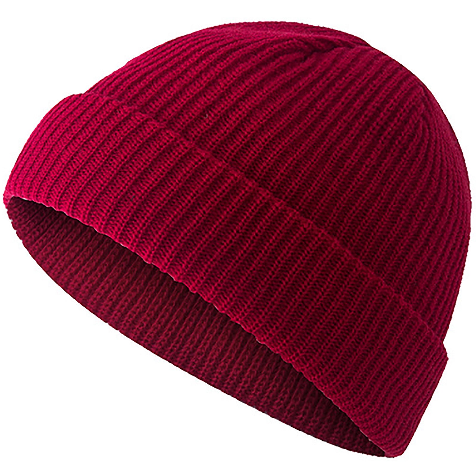 Beanie Hats for Men Women Knit Cuffed Cap Autumn Winter Solid Color