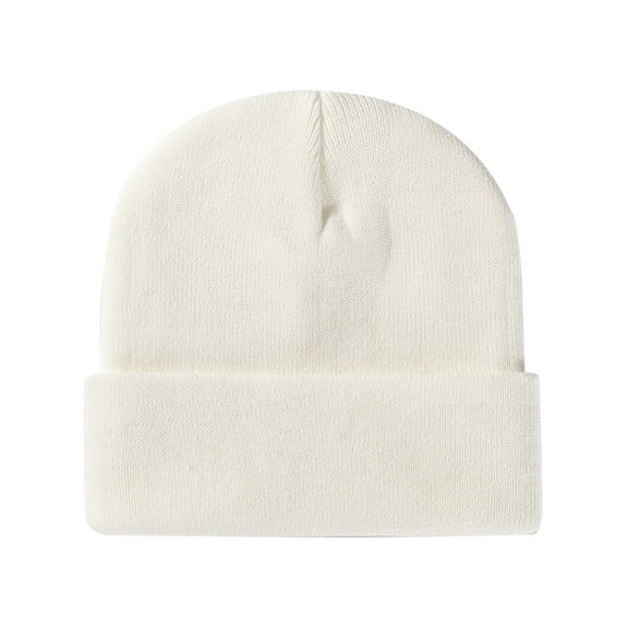 Beanie Hats for Men Women Slouchy Beanie Hats Winter Knit Cuffed Beanie Soft Hat(White)