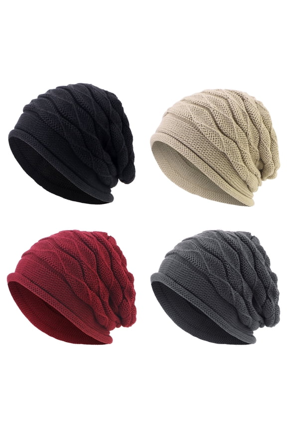 Beanie Hats for Men Women Soft Slouchy Beanies Knit Skull Cap 4Pack