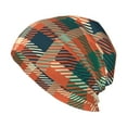thumbnail image 1 of Beanie Hats for Men and Women, Vintage Orange Plaid Stripes Patterns Adult Unisex Knit Hat Winter Warm Skull Cap, 1 of 7