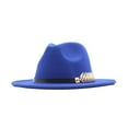 thumbnail image 1 of Beanie Hats for Women Blue Womens Classic Wide Floppy Panama Hat Belt Buckle Wool Fedora, 1 of 6