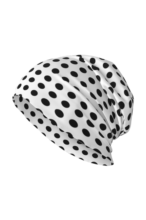 Beanie Hip-Hop Running Beanie Hat Adult Black Polka Dot Pattern Skull Cap For Men Women