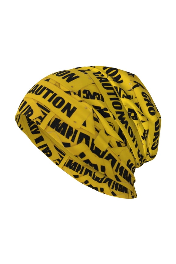 Beanie Hip-Hop Running Beanie Hat Adult Caution Tape Skull Cap For Men Women