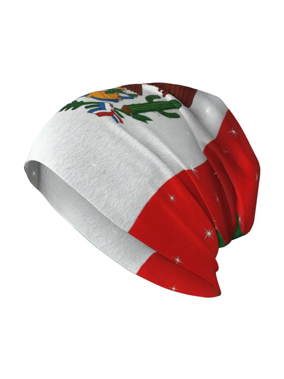 Beanie Hip-Hop Running Beanie Hat Adult Mexican Flag Independence Day Skull Cap For Men Women