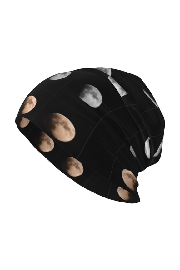 Beanie Hip-Hop Running Beanie Hat Adult Moon Phases Pattern Skull Cap For Men Women
