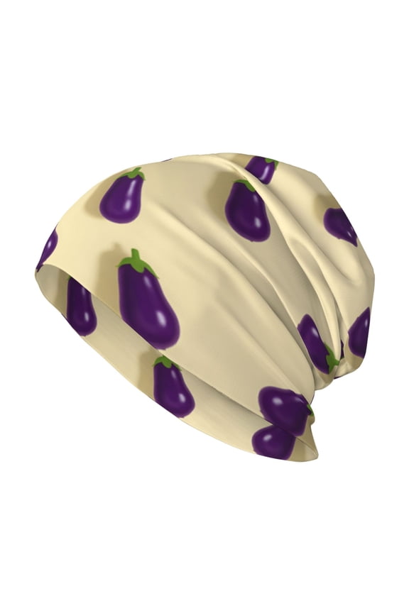 Beanie Hip-Hop Running Beanie Hat Adult Purple Eggplant Pattern Skull Cap For Men Women