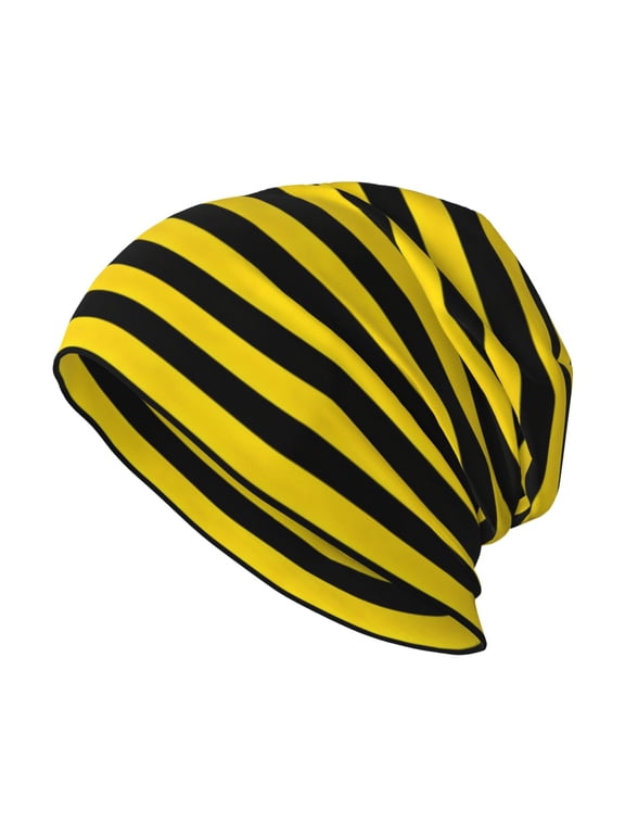 Beanie Hip-Hop Running Beanie Hat Adult Yellow-Black-Bee-Stripes Skull Cap For Men Women