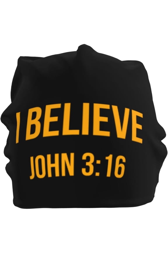 Beanie I Believe John 3 16 Christian Beanie Hat Men Skull Cap Women Slouchy Hat Stocking Hats Knitted Hat Black