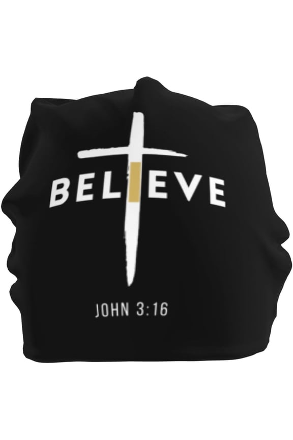 Beanie I Believe John 3 16, Christian, Cross Beanie Hat Men Skull Cap Women Slouchy Hat Stocking Hats Black