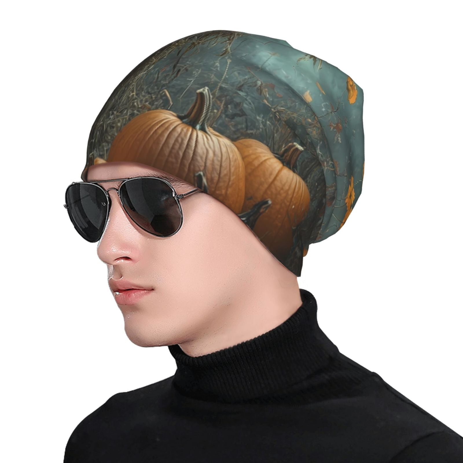 Beanie for Men and Women, Halloween Pumpkin Black Cat B Cozy Winter Hat ...